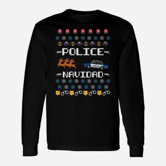 Police Navidad Ugly Christmas Sweater Funny Policeman X-Mas Unisex Long Sleeve | Crazezy