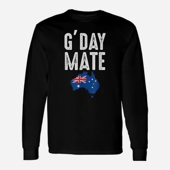 Proud Australian Australia Aussie G'day Mate Australian Flag Unisex Long Sleeve | Crazezy UK