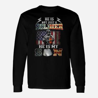 Proud Soldier Army Parents Mom Dad He Is My Son Flag Gift Unisex Long Sleeve | Crazezy CA