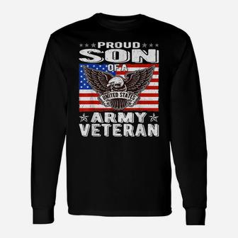 Proud Son Of Us Army Veteran Patriotic Military Family Gifts Unisex Long Sleeve | Crazezy UK