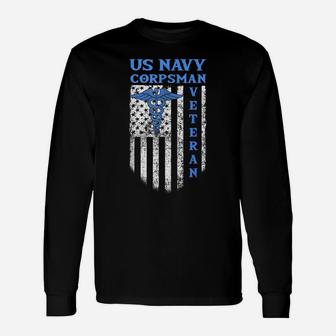 Proud Veteran Navy Corpsman T-Shirt Gifts, Navy Patriot Unisex Long Sleeve | Crazezy