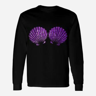 Purple Violet Mermaid Shell Bra Unisex Long Sleeve | Crazezy AU
