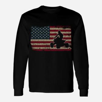 Quad Biker America Flag Gift I Atv Four Wheeler Quad Bike Sweatshirt Unisex Long Sleeve | Crazezy