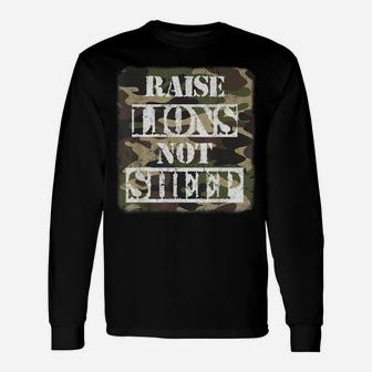 Raise Lions Not Sheep, American Patriot Camo, Patriotic Lion Unisex Long Sleeve | Crazezy UK