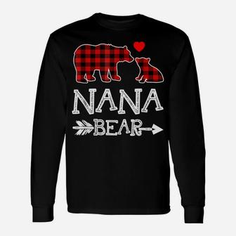 Red Plaid Nana Bear Christmas Pajama Matching Family Gift Unisex Long Sleeve | Crazezy