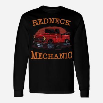 Redneck Mechanic Engine Man Truck On Cinder Blocks Gift Unisex Long Sleeve | Crazezy