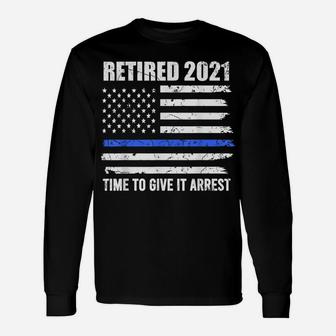 Retired Police Officer American Flag Retirement Cop Unisex Long Sleeve | Crazezy