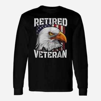 Retired Veteran Tshirt Patriotic Us Flag Bald Eagle Shirt Unisex Long Sleeve | Crazezy
