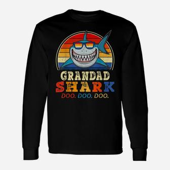 Retro Vintage Grandad Shark Doo Doo Birthday Gift Grandpa Unisex Long Sleeve | Crazezy