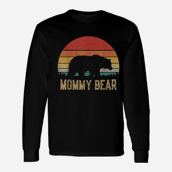 Retro Vintage Sunset Mommy Bear Camping Hiking Unisex Long Sleeve | Crazezy