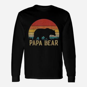 Retro Vintage Sunset Papa Bear Hiking Camping Unisex Long Sleeve | Crazezy