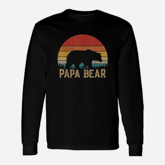 Retro Vintage Sunset Papa Bear Hiking Camping Unisex Long Sleeve | Crazezy