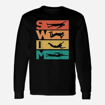Retro Vintage Swimming Gift For Swimmers Unisex Long Sleeve | Crazezy