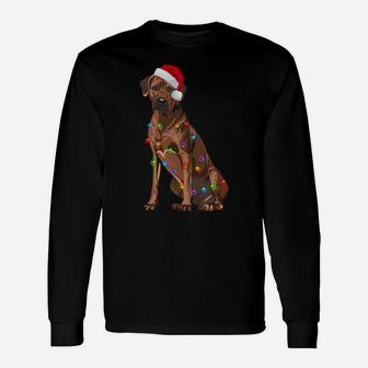 Rhodesian Ridgeback Christmas Lights Xmas Dog Lover Sweatshirt Unisex Long Sleeve | Crazezy UK