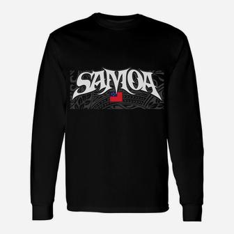 Samoa Flag | Samoan Polynesian Tribal Islander Black Sweatshirt Unisex Long Sleeve | Crazezy