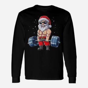 Santa Weightlifting Christmas Fitness Gym Deadlift Xmas Men Unisex Long Sleeve | Crazezy