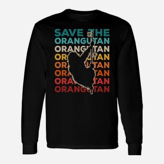 Save The Orangutan Environmentalist Vintage Sunset Graphic Sweatshirt Unisex Long Sleeve | Crazezy AU