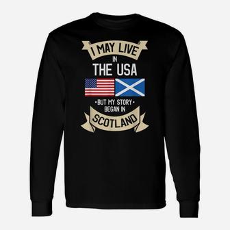 Scotland American Flag Usa Scottish Roots Gifts Unisex Long Sleeve | Crazezy