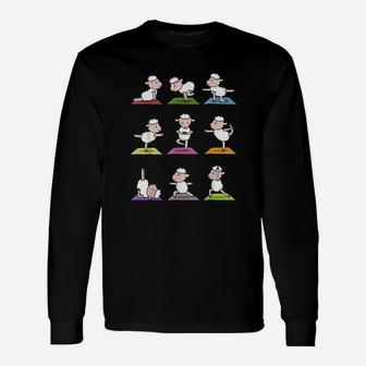 Sheep Yoga Funny Cute Sheeps In Yoga Poses Unisex Long Sleeve | Crazezy CA