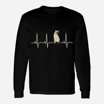 Siamese Cat Shirt - Siamese Cat Heartbeat Gift Unisex Long Sleeve | Crazezy UK