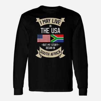 South Africa American Flag Usa South African Roots Gifts Unisex Long Sleeve | Crazezy