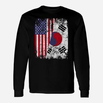South Korean Roots | Half American Flag | South Korea Unisex Long Sleeve | Crazezy AU