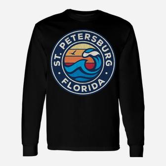 St Petersburg Florida FL Vintage Nautical Waves Design Unisex Long Sleeve | Crazezy UK