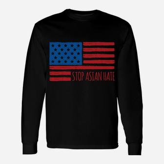 Stop Asian Hate Usa American Flag Aapi Community Love Pride Sweatshirt Unisex Long Sleeve | Crazezy