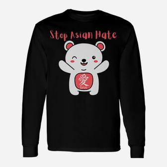 Stop Asian Hate With Love Kanji Bear Unisex Long Sleeve | Crazezy