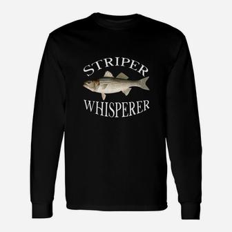 Striper Whisperer Striped Bass Fish Illustration Fishing Shirt Unisex Long Sleeve | Crazezy CA