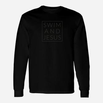Swim And Jesus Fun Minimal Swimming Workout Unisex Long Sleeve | Crazezy