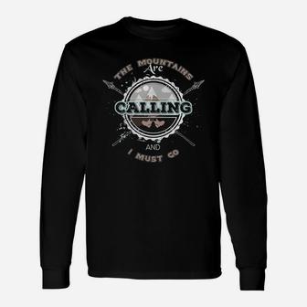 The Mountains Are Calling Hiking Tee Unisex Long Sleeve | Crazezy AU