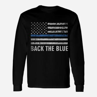Thin Blue Line Back The Blue American Flag Police Support Sweatshirt Unisex Long Sleeve | Crazezy
