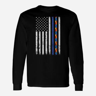 Thin Blue Line Police Support Autism 4Th July Mom Dad Flag Sweatshirt Unisex Long Sleeve | Crazezy
