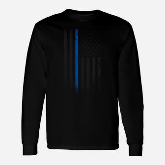 Thin Blue Line Usa Flag Support Police Law Enforcement Sweatshirt Unisex Long Sleeve | Crazezy