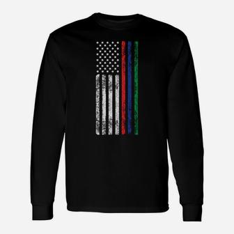 Thin Red Blue Green Line Brothers Police Fire Military Flag Sweatshirt Unisex Long Sleeve | Crazezy