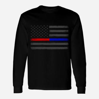 Thin Red Blue Line Flag Support Firefighter Police Patriotic Sweatshirt Unisex Long Sleeve | Crazezy AU