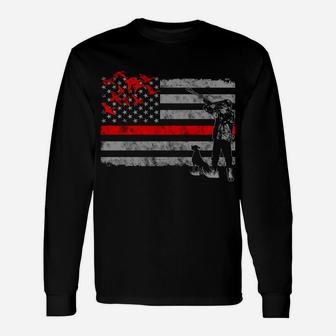 Thin Red Line Duck Hunting Flag Unisex Long Sleeve | Crazezy
