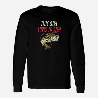 This Girl Loves To Fish Bass Fishing Family Matching Gift Unisex Long Sleeve | Crazezy