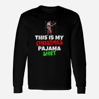 This Is My Christmas Pajama Dabbing Skeleton Boxing Unisex Long Sleeve | Crazezy UK