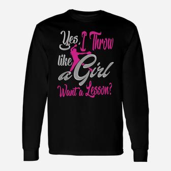 Throw Like A Girl Want A Lesson Softball Pajama Unisex Long Sleeve | Crazezy