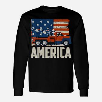 Tow Truck Driver T-Shirt - American Flag With Tow Truck Unisex Long Sleeve | Crazezy