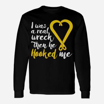 Tow Truck Wife Gift Design Hooked By A Tow Truck Driver Unisex Long Sleeve | Crazezy