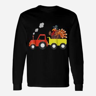 Tractor Carrying Turkey Little Truck Thanksgiving Unisex Long Sleeve | Crazezy CA