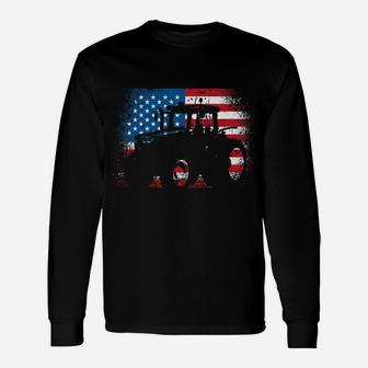 Tractor Usa Flag Design For Patriotic Farmer Unisex Long Sleeve | Crazezy CA