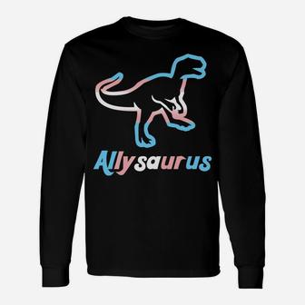 Trans Ally Allysaurus Gay Pride Lgbtq Trans Flag Dinosaur Sweatshirt Unisex Long Sleeve | Crazezy