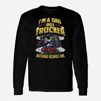 Trucker Truck Driver Dad Trucker Daddy Husband Fathers Day Unisex Long Sleeve | Crazezy