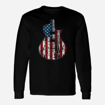 Us American Flag Guitar Musician Guitars Vintage Tee Unisex Long Sleeve | Crazezy DE