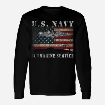 US Navy Submarine Service American Flag Vintage Tshirt Unisex Long Sleeve | Crazezy