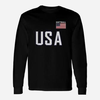 Usa Flag Softball Pocket Team Jersey Gift Top Unisex Long Sleeve | Crazezy